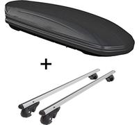 Coffre à skis VDPMAA460 460Ltr noir mat verrouillable + porte-bagages en aluminium VDP004XL compatible avec Renault Koleos 2008-2016
