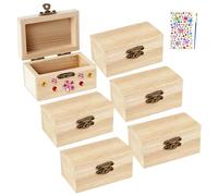 Coffre à Trésor en Bois Non Fini,10pièces Petite Boite En Bois,DIY Petite Boîte en ois avec Couvercle,avec des autocollants en diamant pour peindre et bricoler une fête d'anniversaire de pirate
