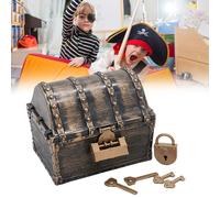 Coffre à trésors Pirate pour enfants Boîte de rangement pour collection de trésors Boîte à bijoux Pirate vintage pour amis et famille Cadeau