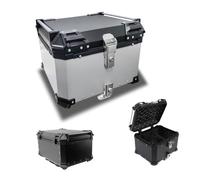 Coffre Arrière Moto 36L 45L 55L 65L 80L 100L Alliage D'aluminium Coffre Moto Étanche Anti-poussière Et Antivol Coffre À Bagages pour Rangement Casques(Argent,80L)