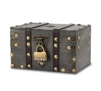 Coffre Au Trésor de Pirate, Coffre au Trésor en Bois avec Serrure, Coffre Au Trésor en Bois Vintage Coffre au Trésor pour Anniversaire d'enfant Tirelire avec Cadenas Cadeau Fait Main