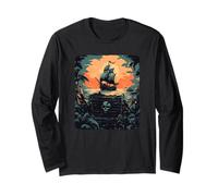 Coffre au trésor de pirate cool avec costume de bateau de pirate Manche Longue