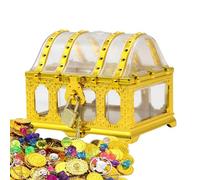 Coffre au trésor de pirate jouet,Coffre au trésor jouet | Jouet décoratif de rangement antique,Coffre de pirate décoratif drôle et transparent, jouet de boîte au trésor pour enseignant et salle de cla
