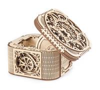 Coffre au trésor en bois à construire ? boîte mécanique 3D avec clé et compartiment secret brown TU