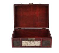 Coffre au trésor en bois avec serrure - Petit coffre au trésor vintage - Valise - Coffre décoratif en bois avec couvercle - Mini coffre au trésor en bois pour décoration et