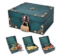 Coffre Au Trésor en Bois, Coffre au Trésor de Pirate avec Cadenas, Coffre en Bois, Vintage Coffre en Bois, Vintage en Bois Boîte de Rangement, Rangement en Bois Petit Coffre, pour Stockage, Décoration