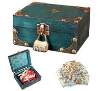 Coffre au trésor en bois vintage, 16 x 12 x 9,5 cm Coffre au trésor en bois vintage enfants avec serrure,Coffre en bois pirate,Coffre au trésor petit Pour le rangement et la décoration