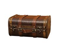 Coffre au trésor en bois vintage - Petit coffre de rangement en bois avec poignée - Petit coffre de rangement pour bijoux, collection de pièces de monnaie et décoration de la maison