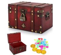 Coffre Au Tresor Enfant Avec Cadenas Pirate Mini Coffre-Fort En Bois Avec Serrure à Combinaison