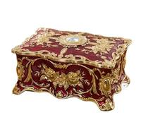 Coffre Au TréSor RéTro Boîte à bijoux vintage décorative en métal, boîte de rangement for l'artisanat, coffre au trésor, bagues, colliers, boîte-cadeau, organisateurs TréSor(Red,12x8.5x5.3cm)