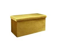 The Home Deco Factory - Coffre banc pliable design velours Giulia - Jaune moutarde - Giulia Jaune G