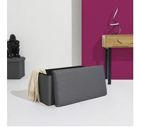 Home Deco Factory - Coffre banc pliable Atome HD0471 - Rangement et assise confortable - Gris foncé