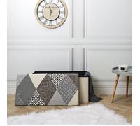 HOME DECO FACTORY - Coffre banc HD7492 pliable patchwork gris - 76x38x38 cm - Multicolore