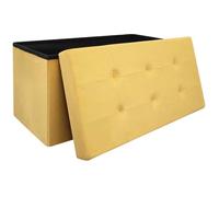 Coffre banc pouf de rangement pliable 76,5x37,5x37,5 cm en tissu Jaune
