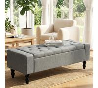 Coffre Banc Rangement Salon - Banc avec Coussin, Ottoman de Rangement Moderne pour Entrée, Chambre, Couloir - Bench Coffre Pratique et Élégant avec Grand Espace de Stockage, Gris