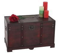 Coffre bois de décoration malle au trésor Valence aspect antiquité, 39x67x38cm - carré