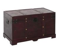 Coffre bois de décoration malle au trésor Valence aspect antiquité, 39x67x38cm - carré