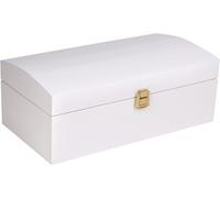 Creative Deco Grande Coffre Boite Rangement Noel en Bois Blanche | 34,5 x 18 x 13,8 cm | avec Fermoir et Couvercle Courbé | Caisse pour Jouet, Outil, Bijoux, Objet | Malle Boîte à Décorer Noël