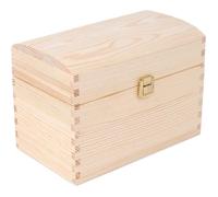 Creative Deco Grande Coffre Boite Rangement Noel en Bois Non Peint | 25 x 15 x 17 cm | avec Fermoir et Couvercle Courbé | Caisse pour Jouet, Outil, Bijoux, Objet | Malle Boîte à Décorer Noël