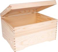 Creative Deco XXL Grande Coffre Boite Noel Rangement en Bois | 40 x 30,5 x 24 cm | avec Couvercle et Sans Poignées | Non-Peint et Non-Fini | Organiseur Bureau Boîte, Malle, Caisse Noël