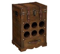 Coffre ""Bruce"" en bois foncé 6 bouteilles - Atmosphera createur d'interieur