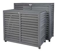 COFFRE CLIM - Cache Climatiseur Extérieur Bois Composite Imputrescible PELICAN - Caisson Climatisation Anti-Insectes et Moisissure, Montage Facile - Conception Française - Couleur Gris - Taille S