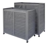 COFFRE CLIM - Cache Climatiseur Extérieur Bois PIVERT - Caisson pour Climatisation, Pompe à Chaleur - Protection, Atténuation du Bruit, Montage Facile - Conception Française - Couleur Gris - Taille M