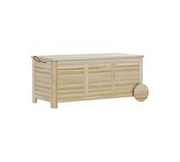 Outsunny Coffre de rangement extérieur, malle de rangement en bois, 185L, avec roulettes et bâche intérieure résistante aux intempéries, 110 x 50 x 50 cm, bois naturel