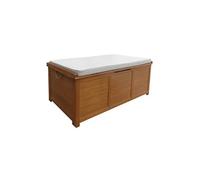 sweeek | Coffre de jardin 200L en bois - Caja beige - 125x60cm rangement coussins avec 2 vérins et poignées Bois G