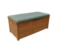 sweeek - Coffre de jardin 200L en bois - Caja kaki - 125x60cm rangement coussins avec 2 vérins et poignées