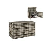 Coffre de jardin 3 portes étagère 350L dim. 118 x 57 x 69 cm résine tressée camaïeu de gris Gris G