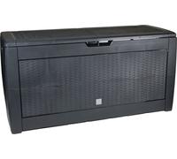 Coffre de Rangement Polyrotin Anthracite Malle 310 litres Stockage Coussins avec roulettes Extérieur Jardin