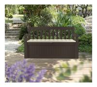 Coffre De Jardin / Banc 265l Keter Eden Effet Bois L140xp60xh84 Cm Résiste Au Gel, Intempéries Et Uv. Noir