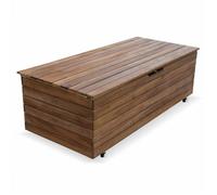 Coffre de jardin bois d'acacia 130L avec vérins et roulettes