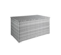 Coffre de jardin caisse de rangement pour coussins 750 l, avec cadre en aluminium et tressage en rotin gris clair