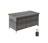 Coffre de jardin Caisse de rangement pour coussins avec Tressage en rotin gris