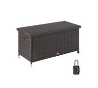 Coffre de jardin Caisse de rangement pour coussins avec Tressage en rotin marron