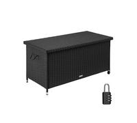 Coffre de jardin Caisse de rangement pour coussins avec Tressage en rotin noir