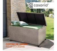 CASARIA® Coffre de jardin XXL Crème Coffre de rangement avec roulettes 420L étanche Vérin à gaz 122x56x61cm Jardin Balcon