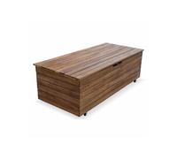 | Coffre de jardin en bois - Saragosse - 130L rangement coussins 107x485cm avec vérins et roulettes