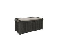 Coffre de jardin en résine 560 Litres Gris Anthracite Cousin inclus Effet rotin L147xP72xH65 cm TOOMAX