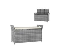 Outsunny Coffre de Rangement extérieur en résine tressée, Banc de Rangement 250L avec Coussin Amovible, pour Jardin, Balcon, Patio, 125 x 55 x 70 cm, crème et Gris