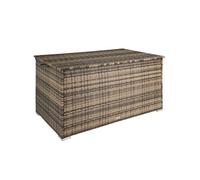 Rangement d'extérieur - TECTAKE - Coffre de jardin OSLO en aluminium et polyrotin, revêtement intérieur amovible - Marron Naturel