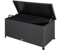 Coffre de jardin extérieur XXL Noir avec roulettes 270L Vérin à gaz 117x53x60cm