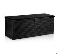 Coffre de jardin - JANSHOP - 143,5x57x53,5 cm - 390 litres - Noir - Résistant aux intempéries - Poignées de transport