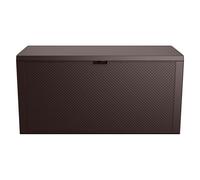 Coffre de jardin Keter Emily 277L marron - Siège, roulettes