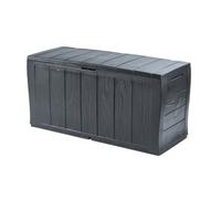 Keter Coffre en Résine Fait de Panneaux avec Effet Bois, Avec Roues, Verrouillable, 117 x 45 x 57,5 cm, 270 Lt, Gris Graphite