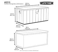 Coffre de jardin Lifetime en plastique 570 L Coffre de rangement & coffre de jardin gris foncé 72x151x69 cm