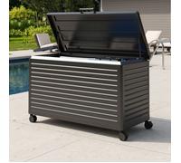 Coffre de jardin MIRADOR en aluminium 507 L - Résistant et étanche - Noir charbon-130x 60 x 70 cm