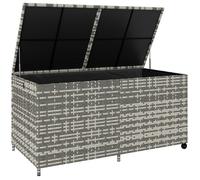 Coffre de jardin - Outsunny - 2 roues - doublure imperméable, tige pneumatique sécurisée - résine tressée - 150 x 75 x 74 cm - gris